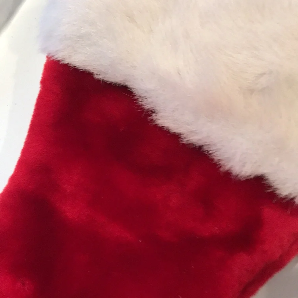 White Fur Trimmed & Red Velvet Stockings
